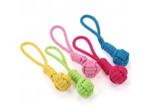 Míček+válec přetahovací bavlna tmavě růžový 30/5,5cm