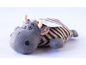 Hroch ležící NATURAL - jemná juta pískací 22cm