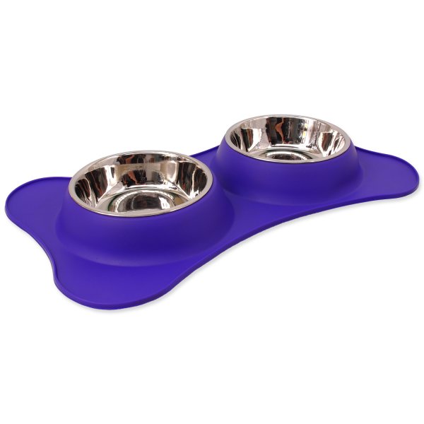 Podložka DOG FANTASY TPR s miskami fialová 460ml