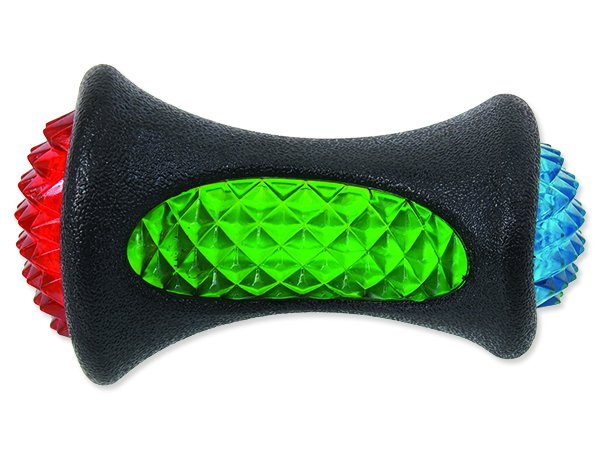 Hračka DOG FANTASY TPR LED kost černá 12,5 cm 1ks