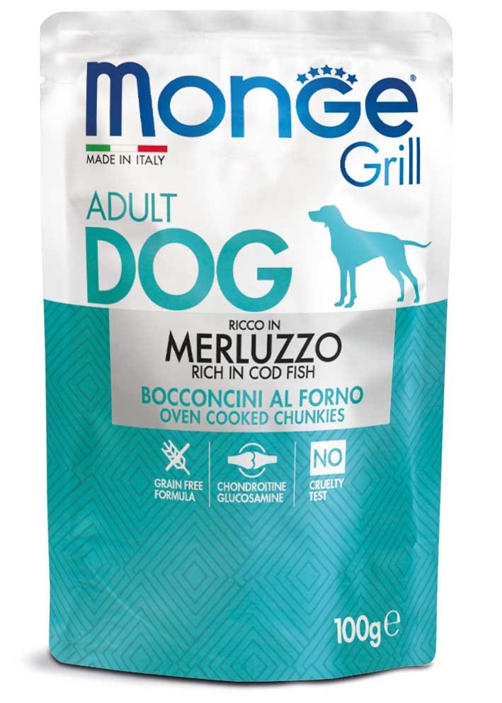 MONGE GRILL Dog Kapsička treska 100g