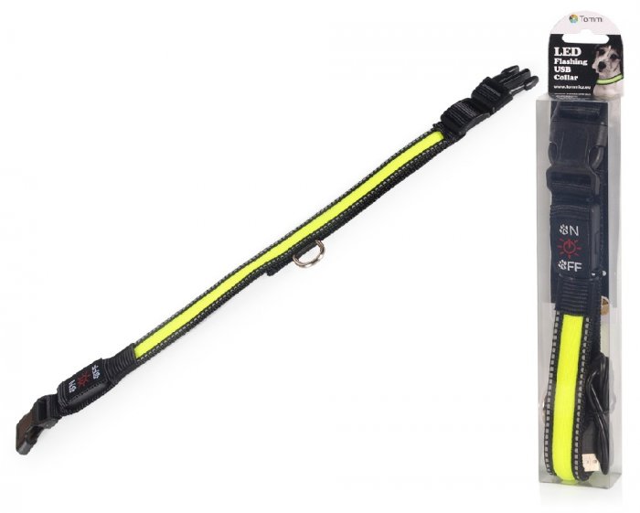 LED obojek dobíjecí USB/vel.L 50-60cm/ zelený