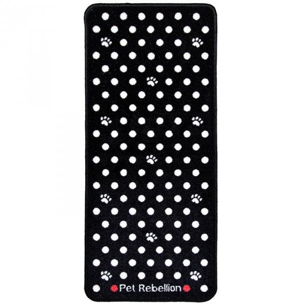 PET REBELLION- Běhoun, Stop Muddy Paws, bodkovaný černý, 45x100cm