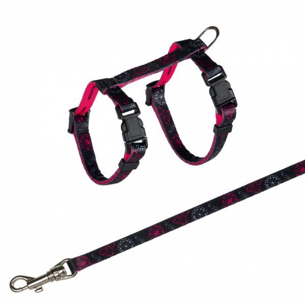Nylonový postroj pro koťata - motiv 21-33 cm/8 mm, 1,20 m