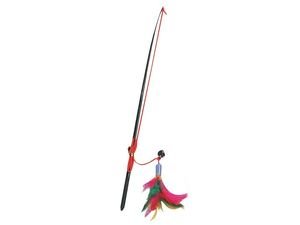Flamingo hračka pro kočku mávátko 30 cm s korálkama