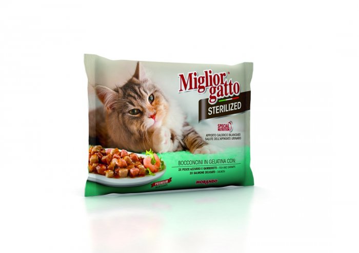 Kapsičky Migliorgatto Sterilized jehně, zelenina & kuře, krůta, zelenina 4×85g