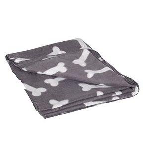 KARLIE deka FLEECE motiv kostiček šedá 100x70cm