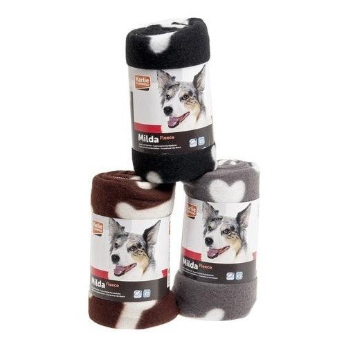 KARLIE deka FLEECE motiv kostiček černá 100x70cm