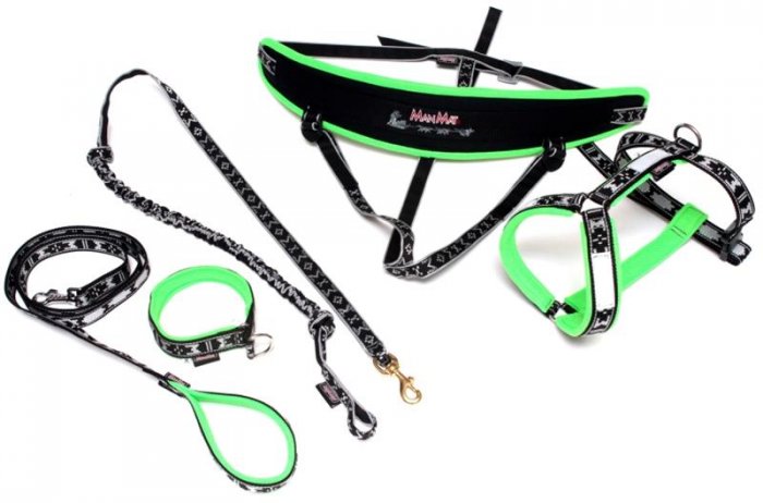 Sada na Canicross krátká - zelená ManMat vel.L - krk 49-52 cm
