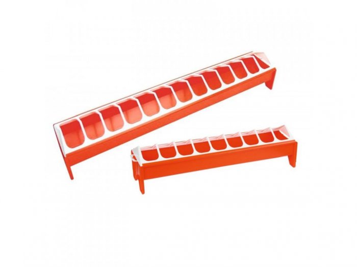 Krmítko pro slepice žlabové 50cm oranžové, plast
