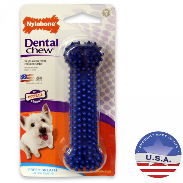 Nylabone hračka Moderate kost příchuť kuře, modrá S