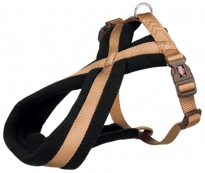 Nylonový postroj PREMIUM podšitý - karamel XS-S:hruď:30-55cm/15mm