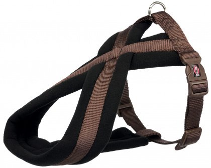Nylonový postroj PREMIUM  podšitý 60-90cm/25mm (L)  - kávová hnědá