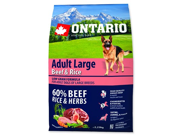 Ontario Adult Large Beef & Rice 2,25kg
