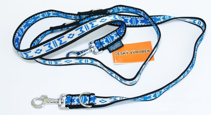 Vodítko nylon přepínací - reflex modro šedé ManMat 2m