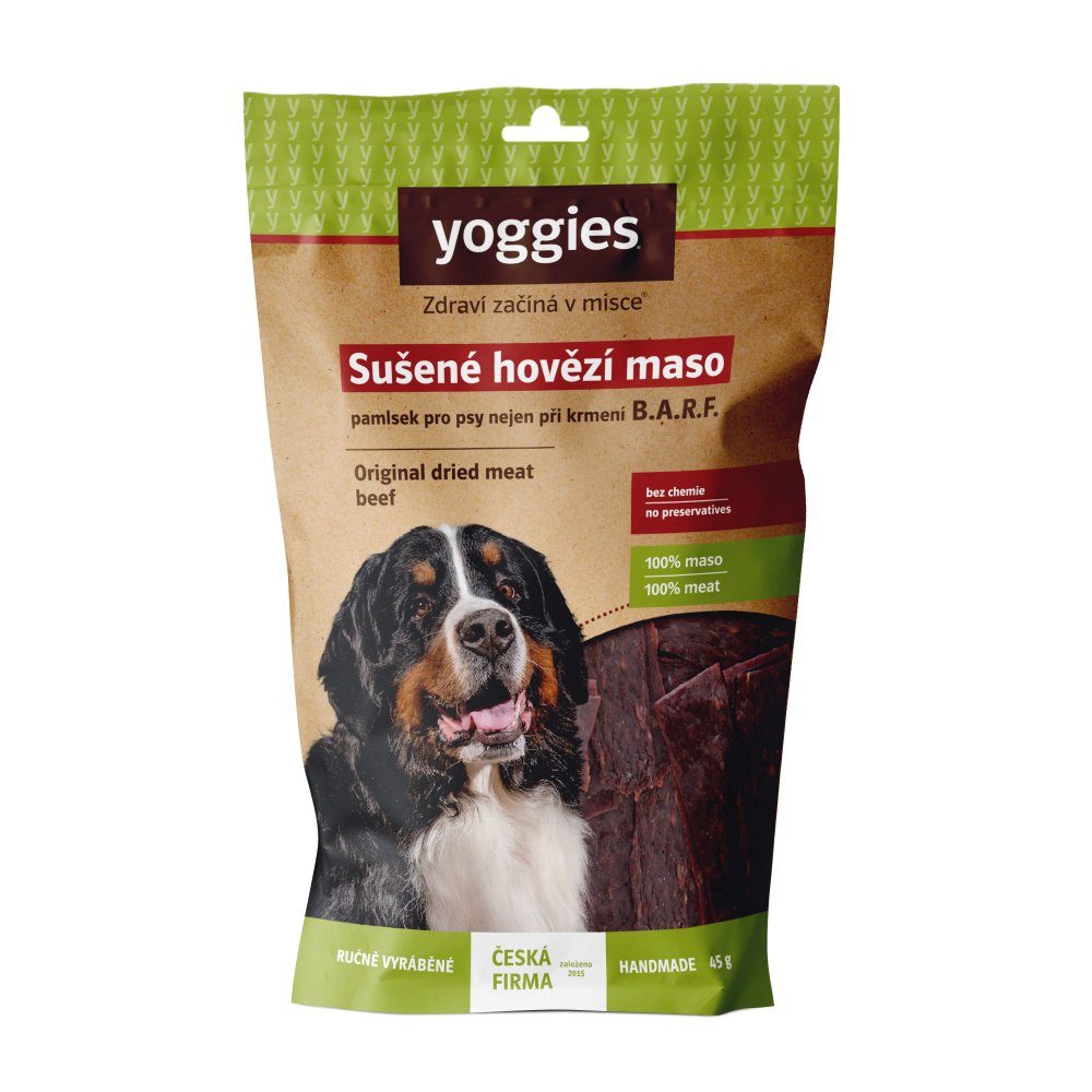 Yoggies Sušené hovězí maso pro psy (proužky) 45g