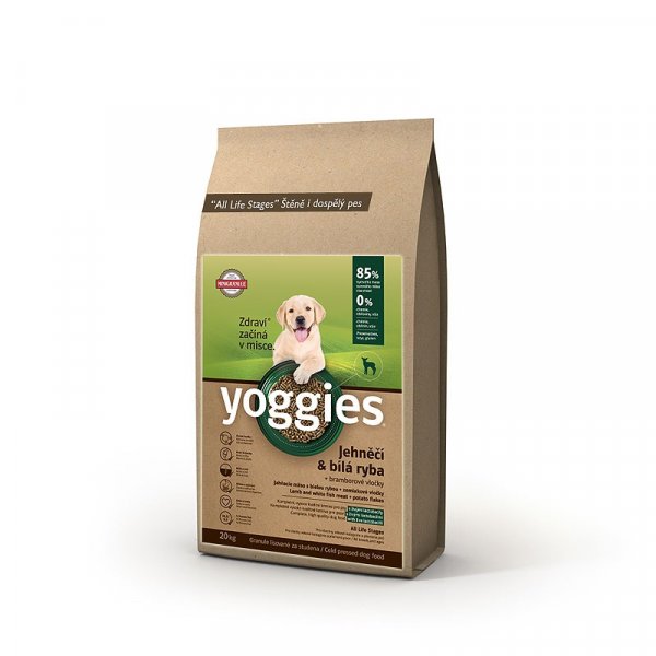 Yoggies Minigranule lisované za studena jehněčí a bílá ryba 20kg