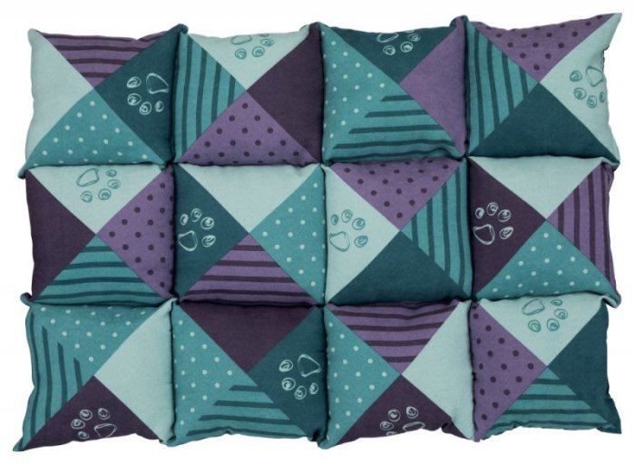 Barevná měkká podložka PATCHWORK 70 x 50 cm petrol/fialová