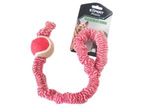 Tatrapet hračka pro psa přetahovadlo natahovací s tenisátem, pískací 53 cm červenohnědé