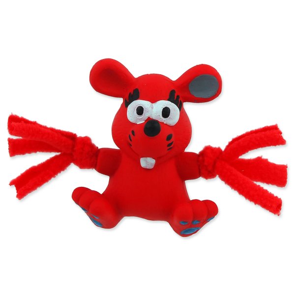 Hračka DOG FANTASY Latex Mini Myš červená se zvukem 7 cm 1ks