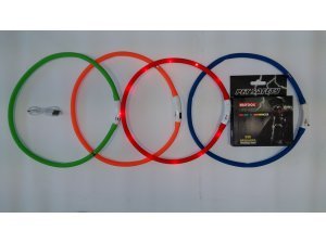 Obojek silikon LED SVĚTELNÝ ZDROJ - ČERVENÝ, dobíjecí, vel. univerzal