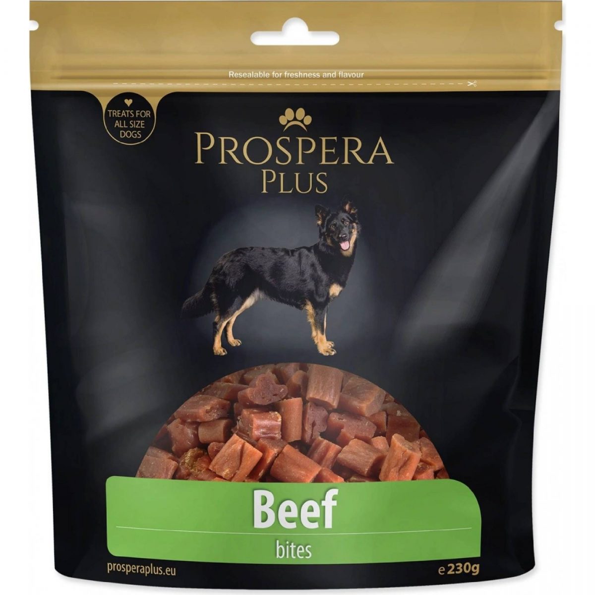 Pochoutka PROSPERA Plus  kousky z hovězího masa 230g