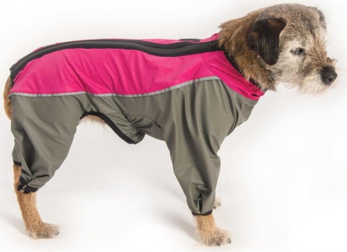 Obleček - Kombinéza "Trekky"funkční pláštěnka šedo-růžová 50 cm