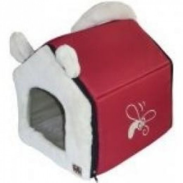 Bouda HUHU bordo béžová 40x40x35cm