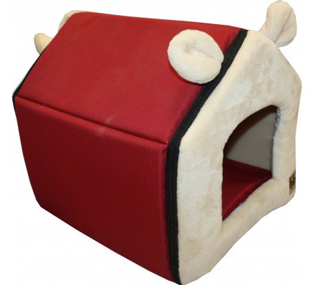 Bouda HUHU bordo béžová 35x35x30cm