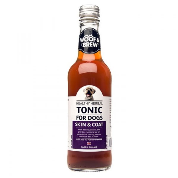 Woof & Brew bylinné tonikum pro psy kůže a srst (60 dávek)
