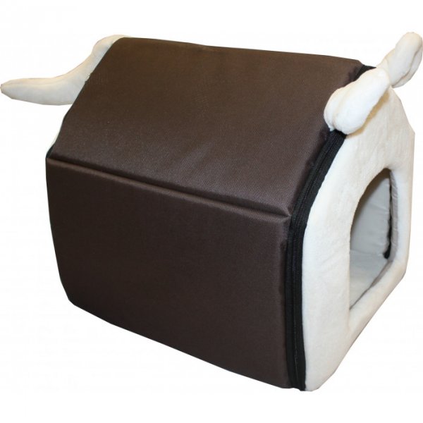 Bouda HUHU hnědá béžová 40x40x35cm