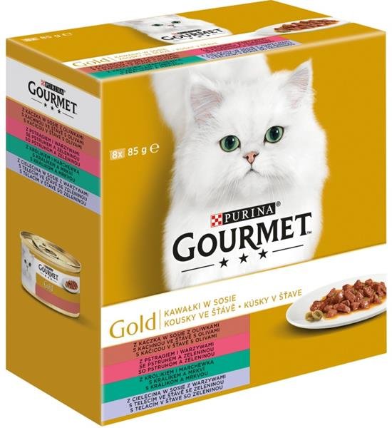 Gourmet Gold cat kousky ve šť.zelen. pack 8 x 85 g