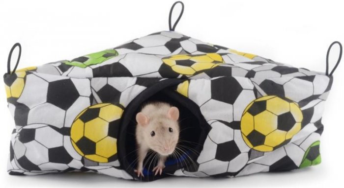 Domek rohový dr.savec závěsný, modrý+fotbal.míče 33x15x13cm