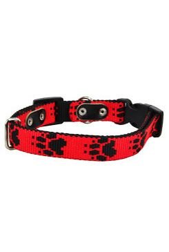Obojek nylon Červený s tlapkami 30-50cmx20mm 1ks