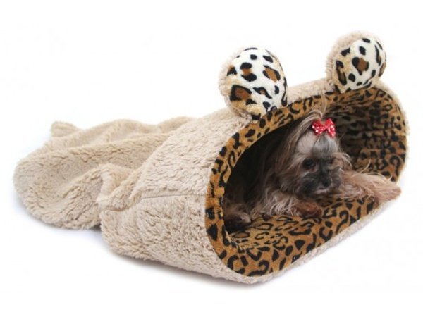 Marysa pelíšek 2v1 s lemem, MYŠÁK, béžový/leopard, velikost XL