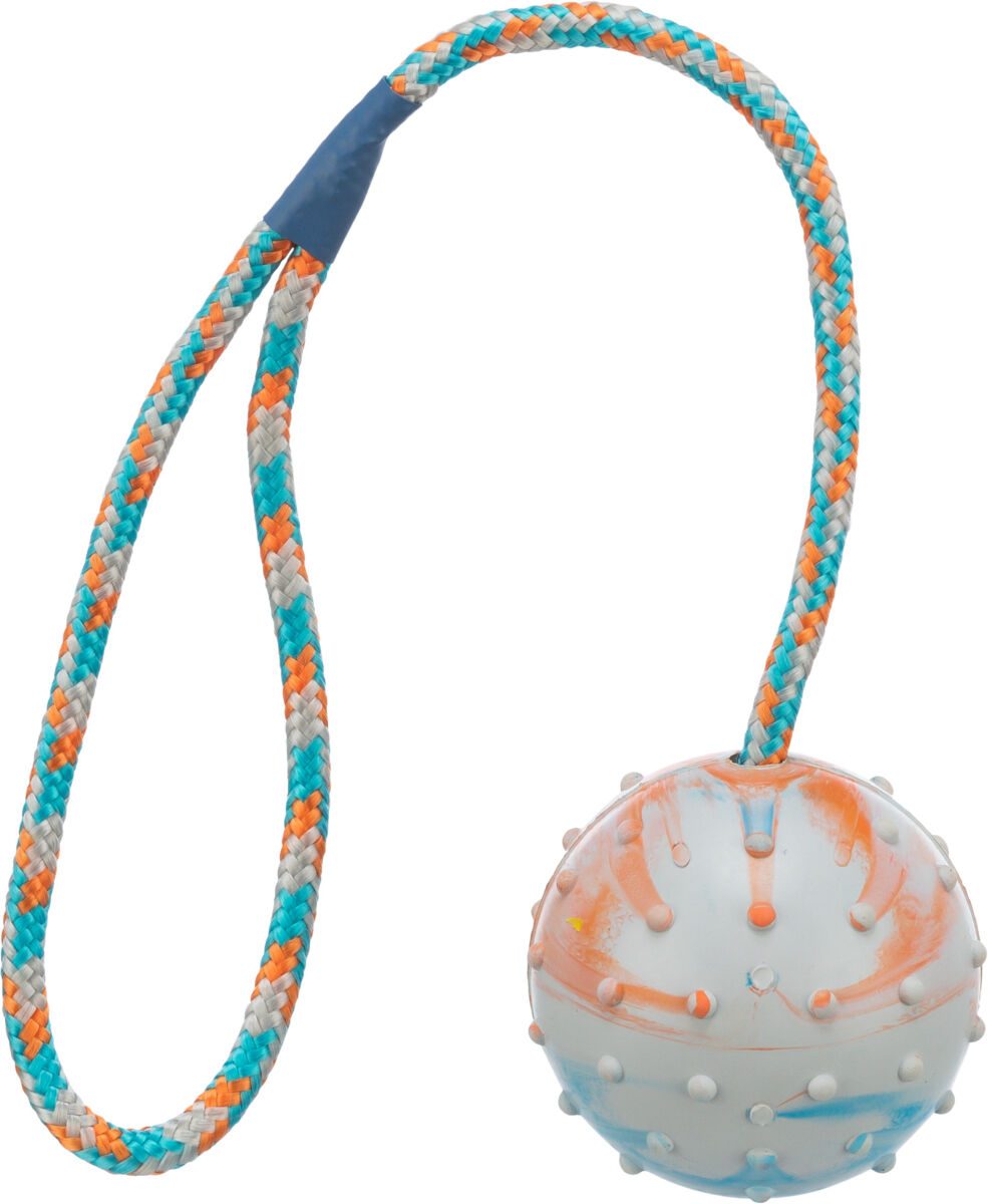 Sortiment hrbolatých míčů na laně, tvrdá guma 6 cm/30 cm