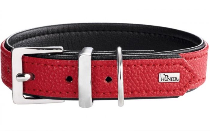 Obojek um.kůže Vega, červeno/černý Hunter 2,2 x 18-24 cm