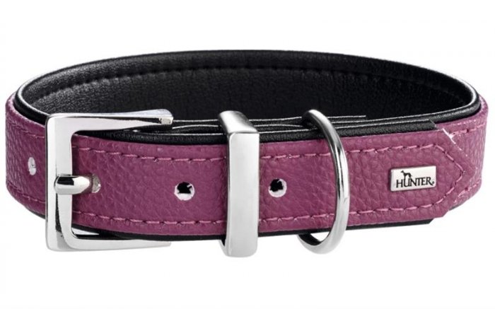 Obojek um.kůže Vega, malinovo/černý Hunter 2,2 x 18-24 cm
