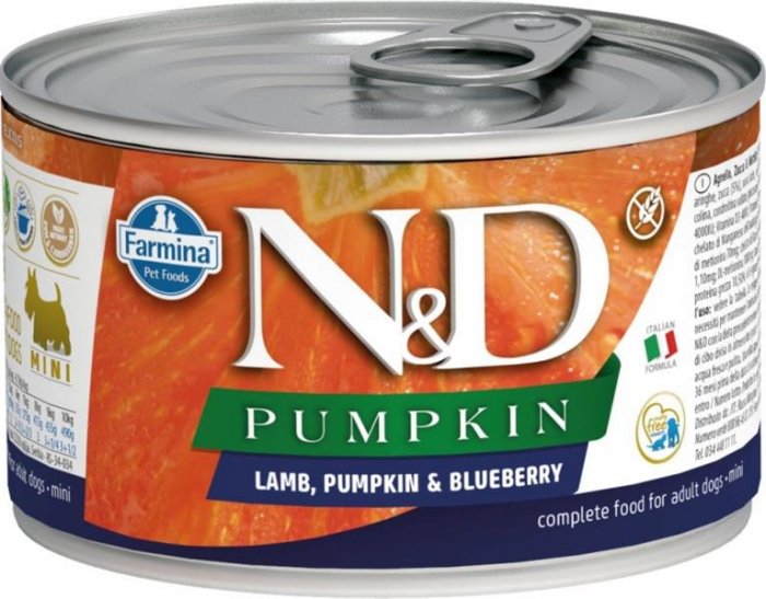 N&D DOG PUMPKIN Adult Lamb & Blueberry Mini 140g