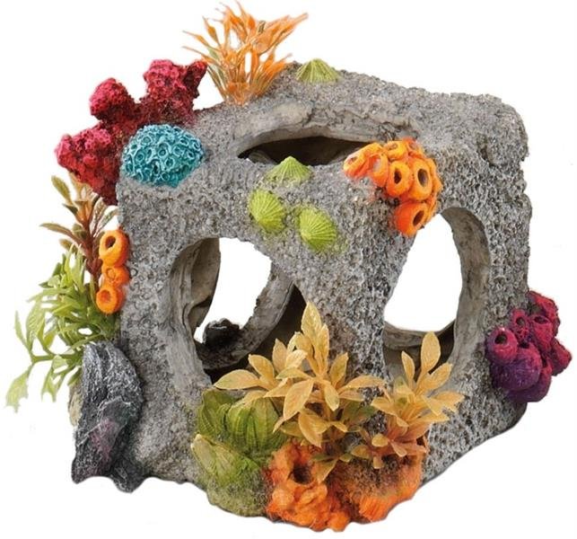 Dekorace do akvária  - obydlená krychle 12x11x11cm Aqua Della