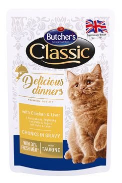 Butcher´s Cat Class.Delic.Dinn. kuře+játra kapsa 100g