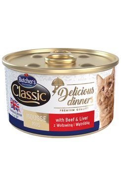 Butcher´s Cat Class.Delic.Dinners hovězí+játra konz 85g