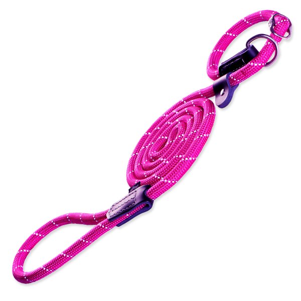 Vodítko ROGZ Rope se stahovacím obojkem 2v1 růžové M 1ks