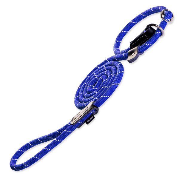 Vodítko ROGZ Rope se stahovacím obojkem 2v1 modré L 1ks