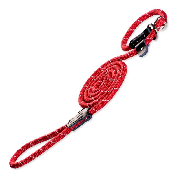 Vodítko ROGZ Rope se stahovacím obojkem 2v1 červené L 1ks
