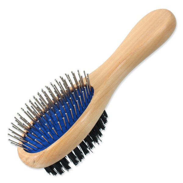 Kartáč DOG FANTASY hroty/nylon oboustranný  dřevo  S 17 cm