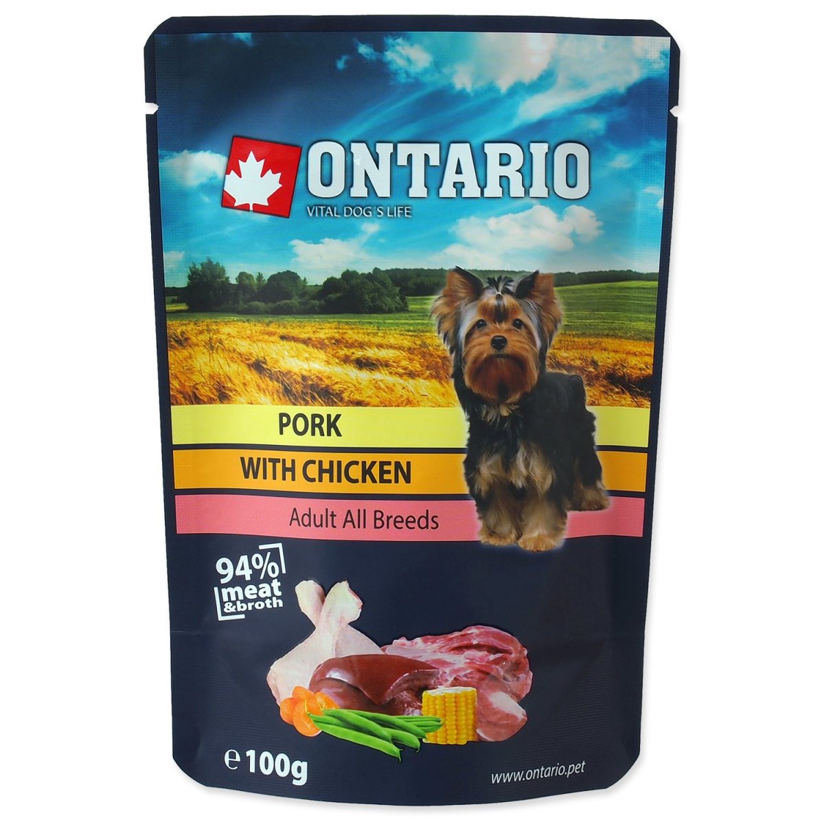 Kapsička ONTARIO Dog Pork with Chicken  in Broth 100g