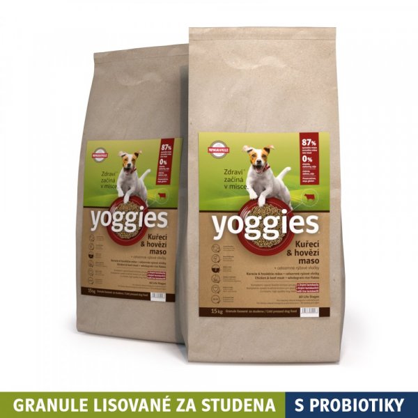 Yoggies MINIGRANULE s kuřecím a hovězím masem 30 kg