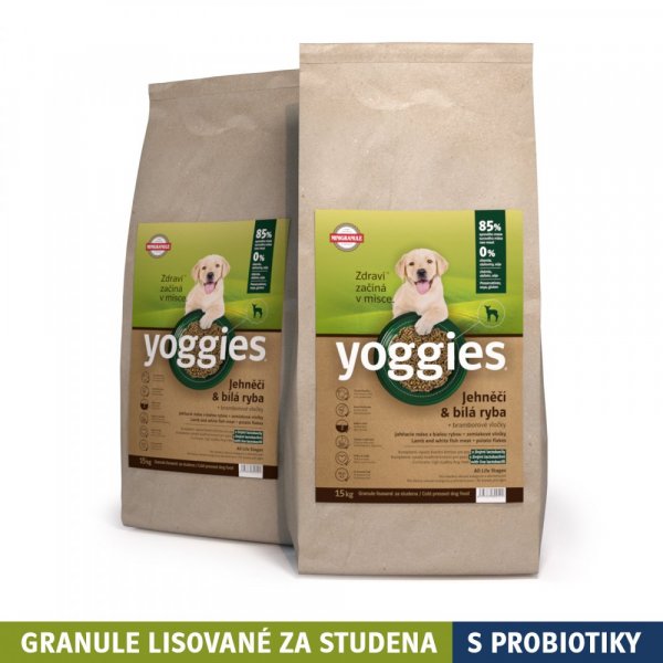 Yoggies MINIGRANULE s jehněčím a bílou rybou 30kg