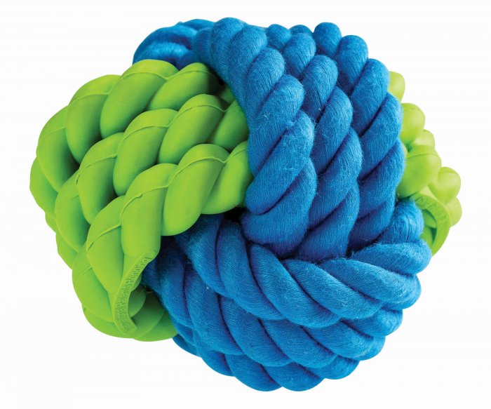 Kombinovaný Monty míč přírodní guma a bavlna HipHop ø 9,5 cm, modro/zelená